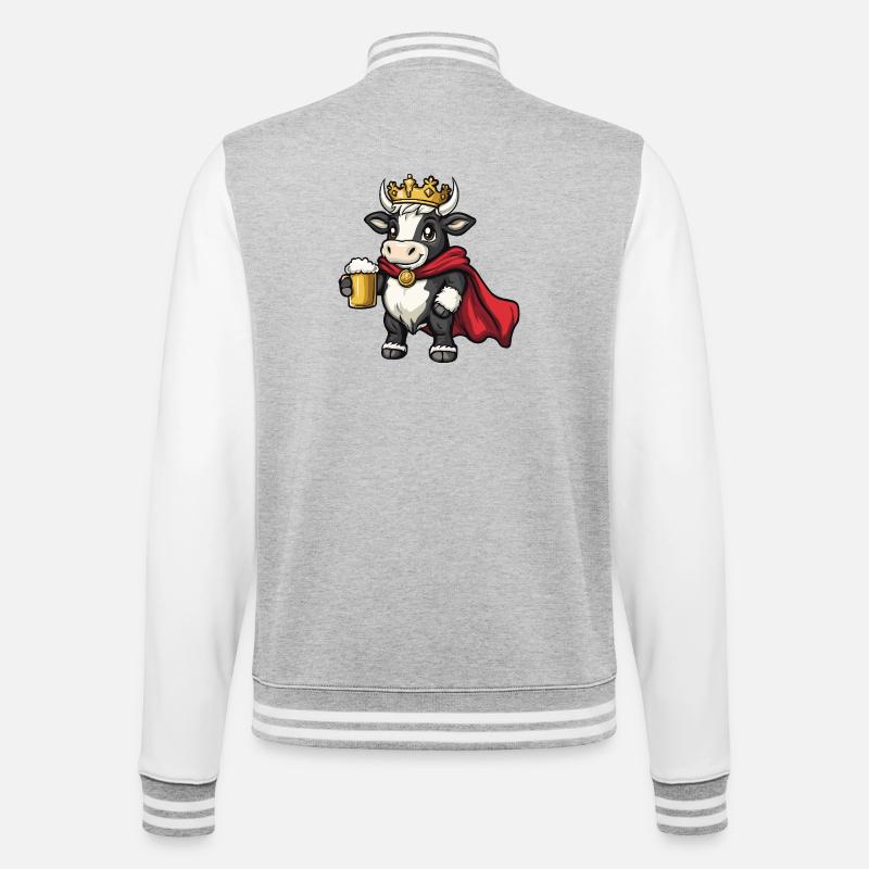 Kuh König Bier - College-Sweatjacke - Grau meliert/Weiß