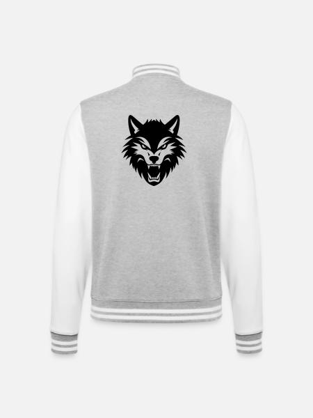wolf - College Sweat Jacket - heather grey/white