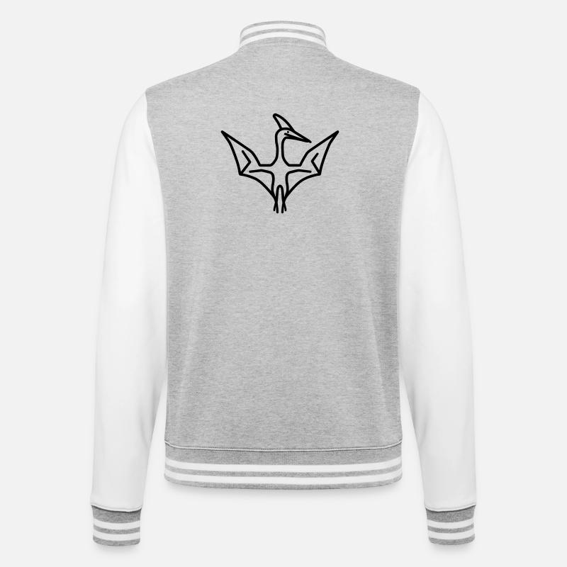 ptérodactyle - Veste Teddy - gris chiné / blanc