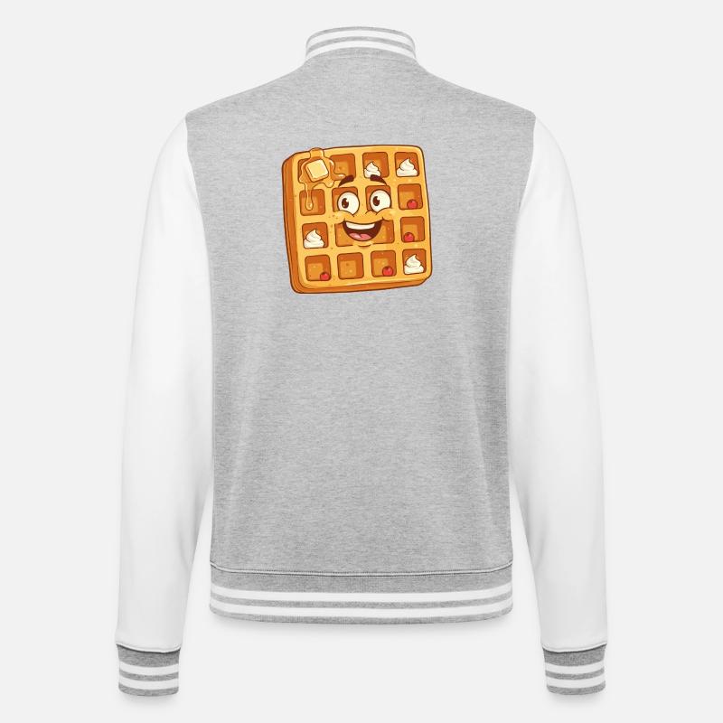 Dessin animé Happy Waffle Face - Veste Teddy - gris chiné / blanc