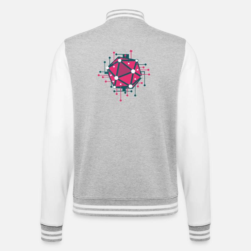 Techno pink geometric network - College Sweat Jacket - heather grey/white