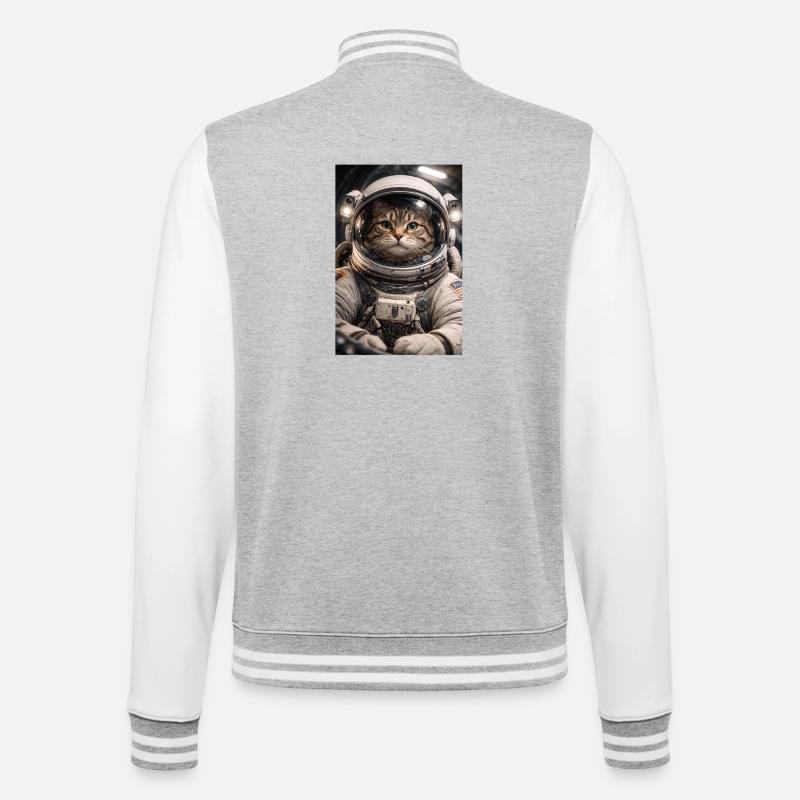 Chat de l’espace en costume d’astronaute - Veste Teddy - gris chiné / blanc