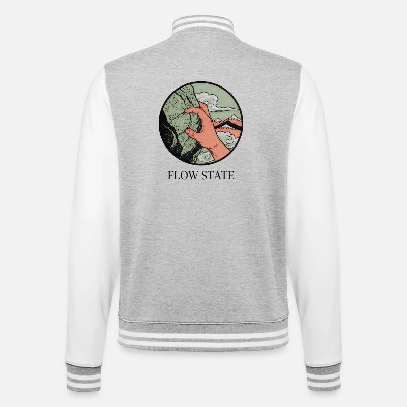 Flusszustand: Handgreifender Berg - College-Sweatjacke - Grau meliert/Weiß