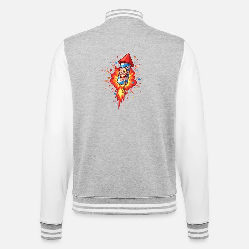 Lachende Rakete Cartoon Explosion - College-Sweatjacke - Grau meliert/Weiß