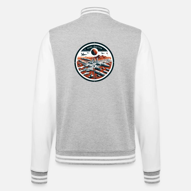 Mars Junction Raumhafen Patch - College-Sweatjacke - Grau meliert/Weiß