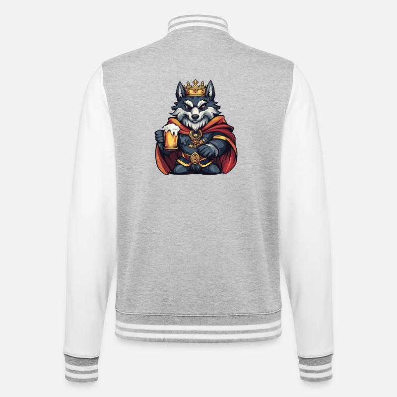 Roi de la Bière de Loup - Veste Teddy - gris chiné / blanc