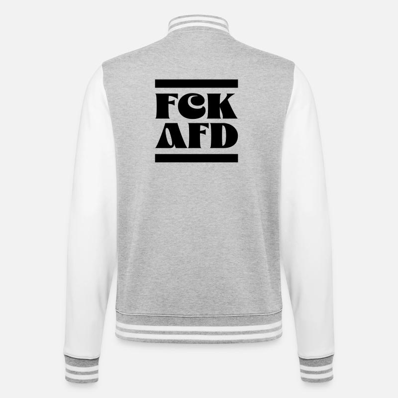 FCK AfD - Veste Teddy - gris chiné / blanc