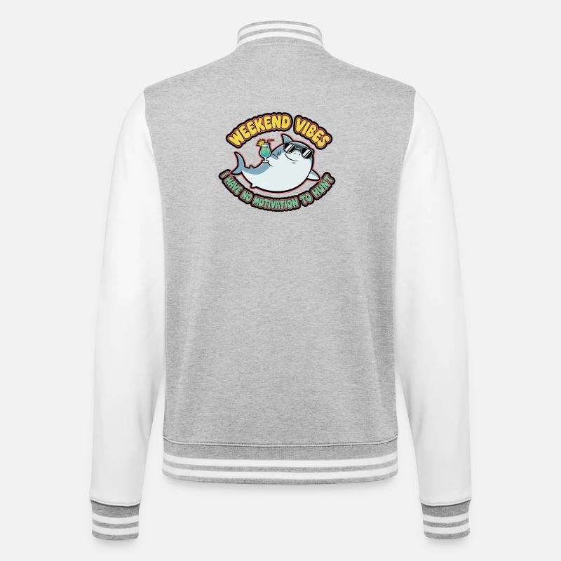 Weekend Vibes Shark Cocktail Tee - College sweatjakke - grå meleret/hvid