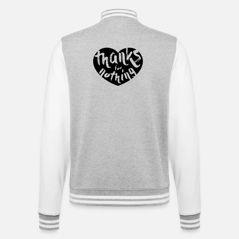 thanks for nothing - College-Sweatjacke - Grau meliert/Weiß