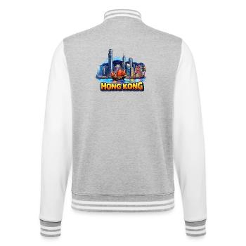Hong Kong Skyline - College Sweat Jacket - heather grey/white - Back - Marisol (170cm)