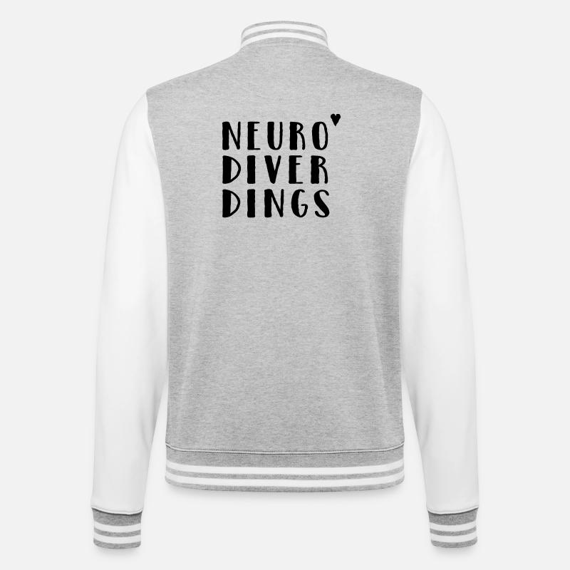 Neurodiverdings - College-Sweatjacke - Grau meliert/Weiß