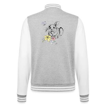Rabbit in a flower meadow - College Sweat Jacket - heather grey/white - Back - Marisol (170cm)