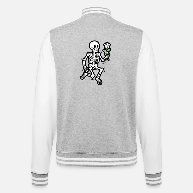 Squelette dansant avec Rose Halloween drôle - Veste Teddy - gris chiné / blanc