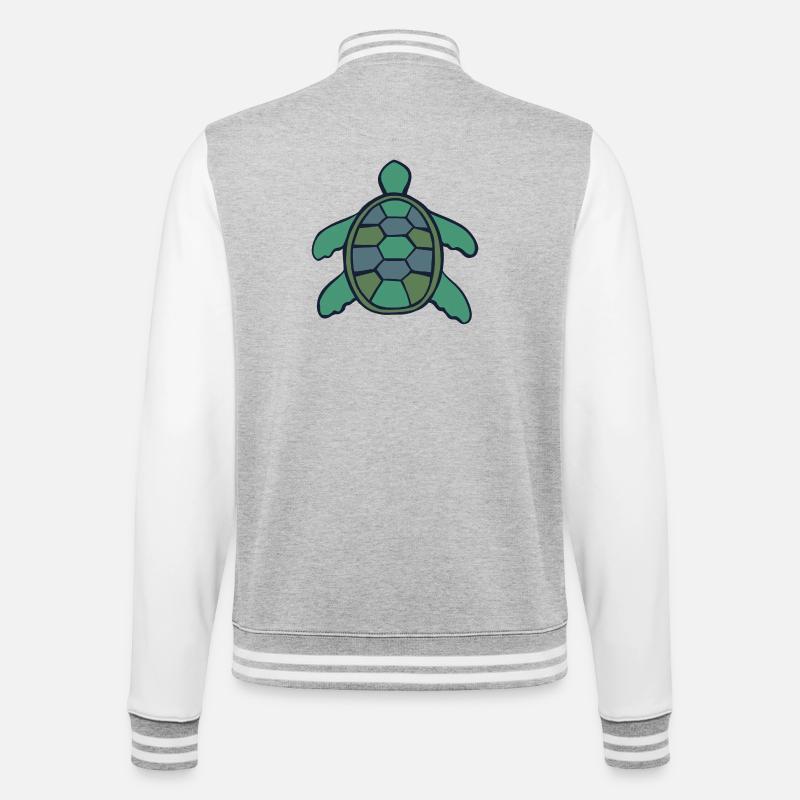 Geometric Shell Turtle - College Sweat Jacket - heather grey/white
