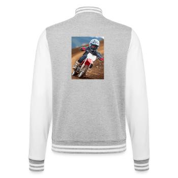 L’aventure du motocross dans la poussière - Veste Teddy - gris chiné / blanc - Dos - Marisol (170cm)