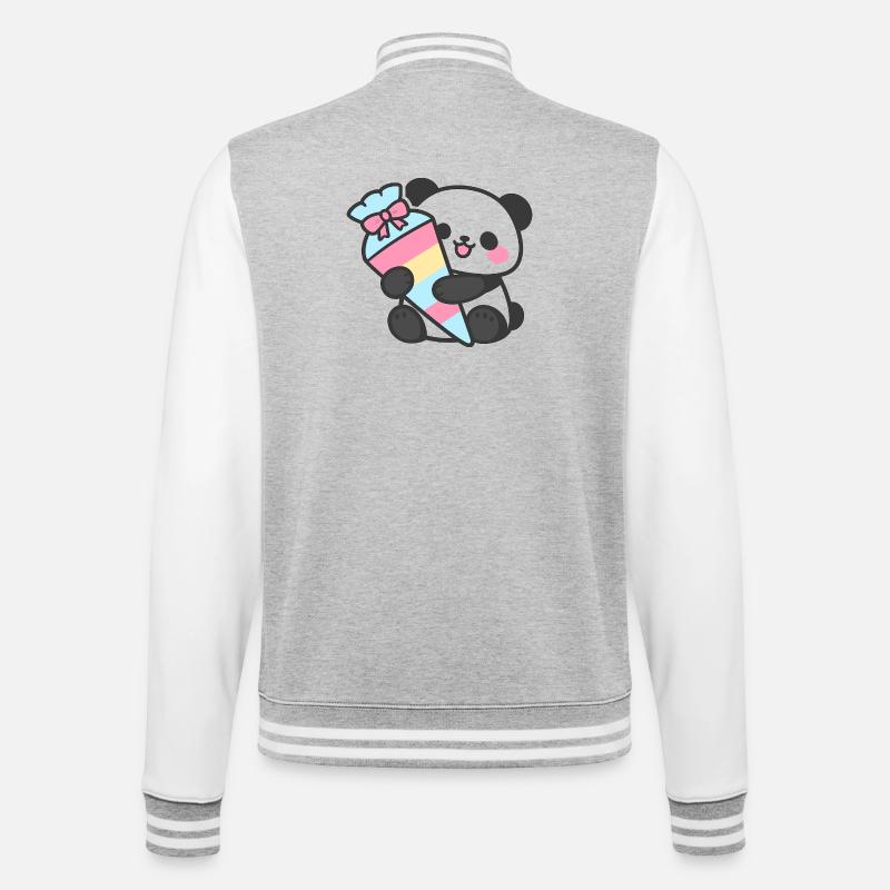 1. Klasse Panda Einschulung Geschenk 2026 - College-Sweatjacke - Grau meliert/Weiß