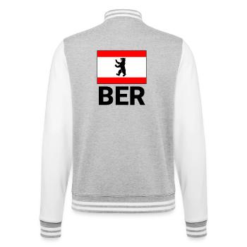 Motif sportif pour Berlin avec drapeau et BER - Veste Teddy - gris chiné / blanc - Dos - Marisol (170cm)