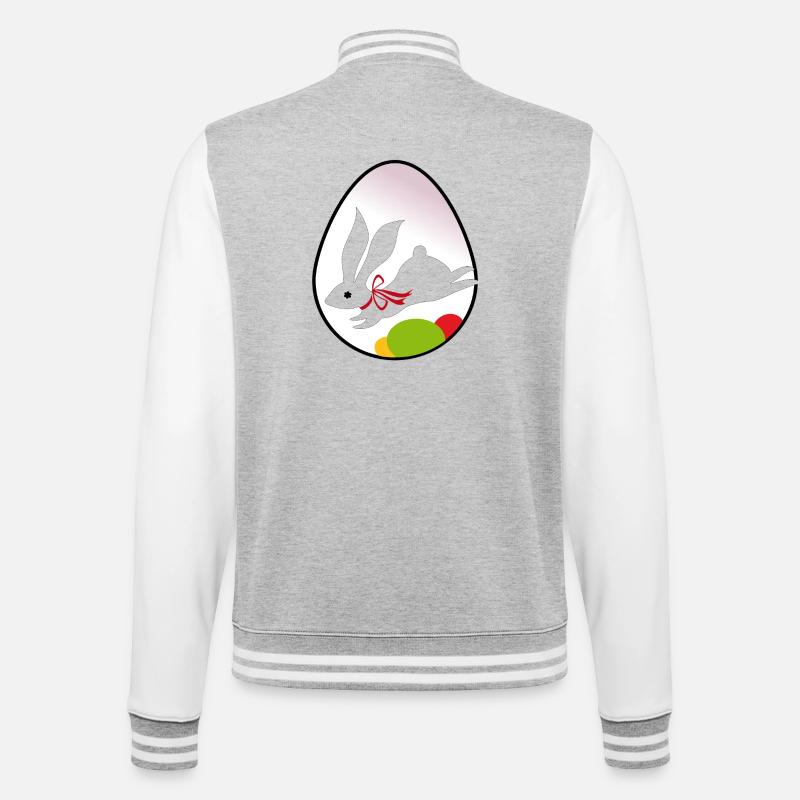 Easter Bunny Silhouette in Egg - College Sweat Jacket - heather grey/white