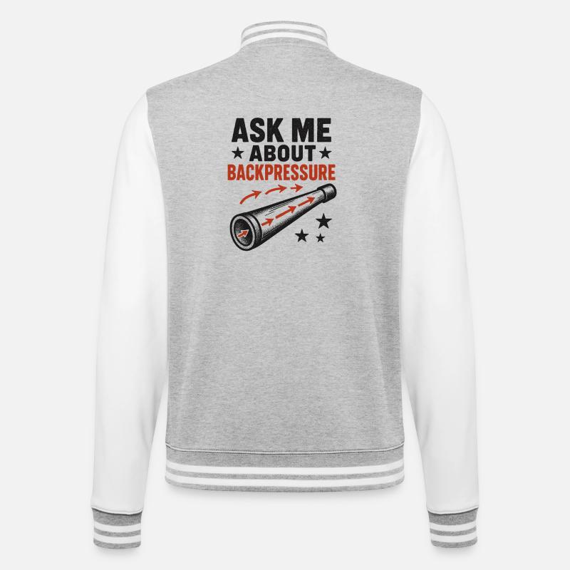 Ask Me About Backpressure | Didgeridoo Technique - College Sweat Jacket - heather grey/white