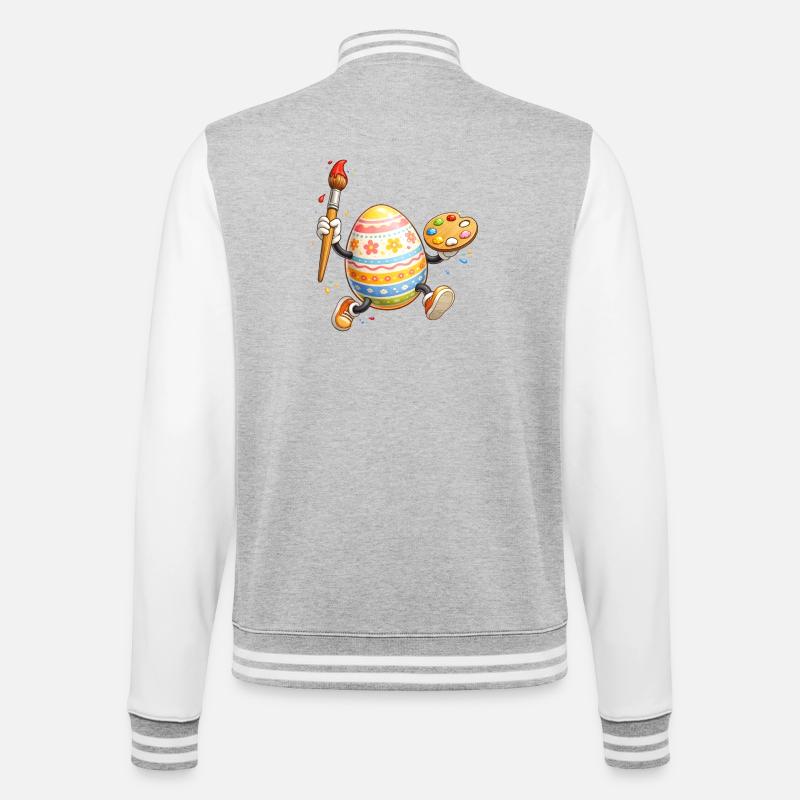 Artistic Easter Egg with Brush - College Sweat Jacket - heather grey/white