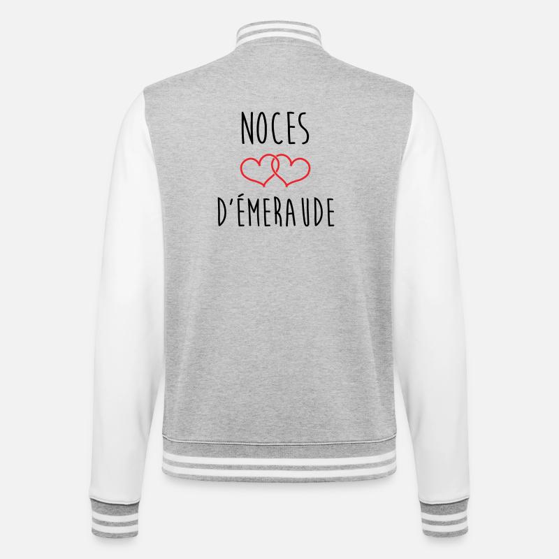 noces d'émeraude 40 ans de mariage - Veste Teddy - gris chiné / blanc