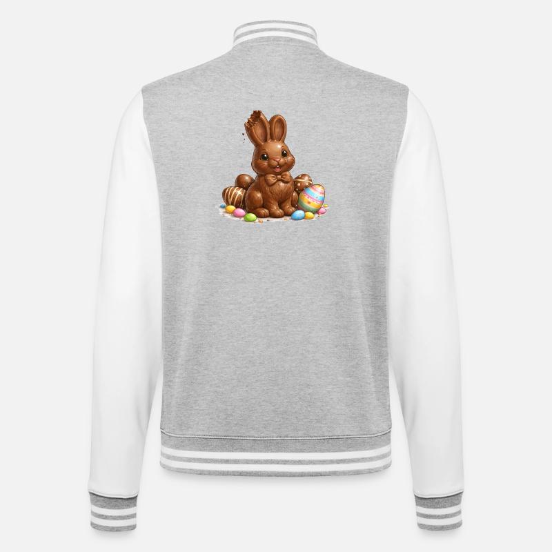 Chocolat avec des œufs de Pâques - Veste Teddy - gris chiné / blanc