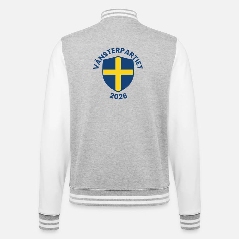 Emblem der Linken Partei 2026 - College-Sweatjacke - Grau meliert/Weiß