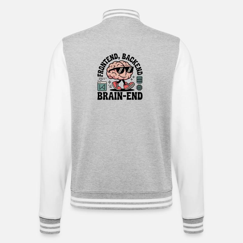 Frontend, Backend, Brain-End | Developer - College Sweat Jacket - heather grey/white