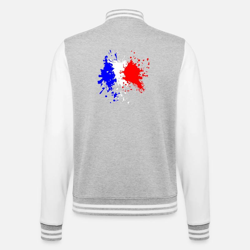 Éclaboussure du drapeau français - Veste Teddy - gris chiné / blanc