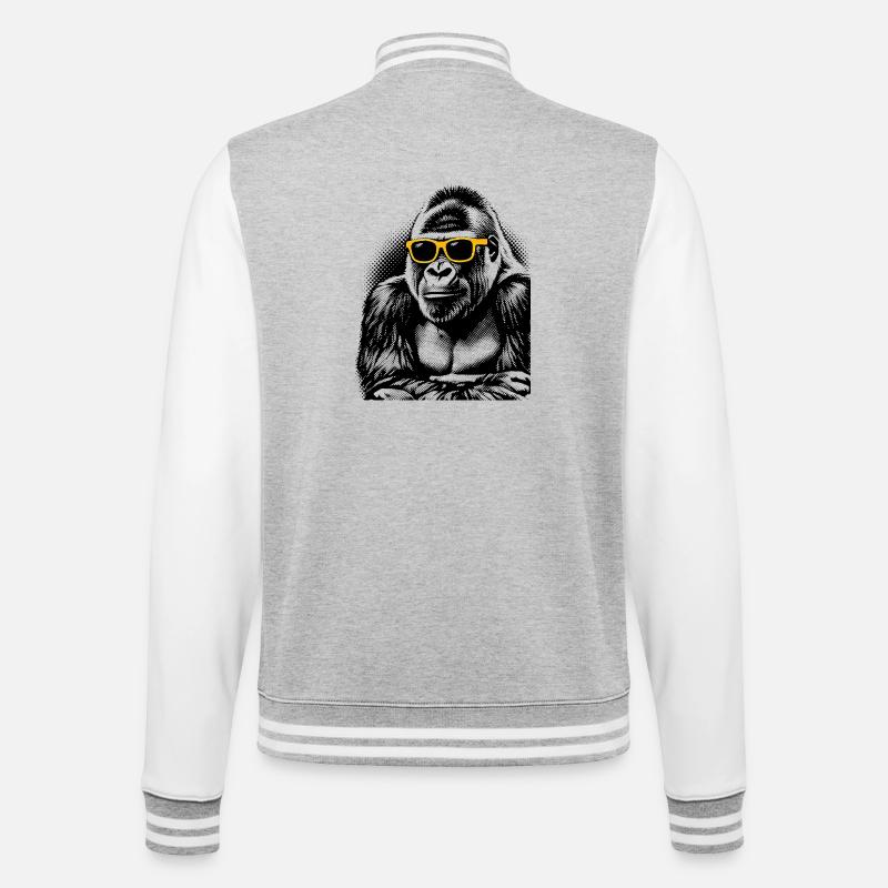 Gorilla Halftone – Neon Gelbe Sonnenbrille - College-Sweatjacke - Grau meliert/Weiß