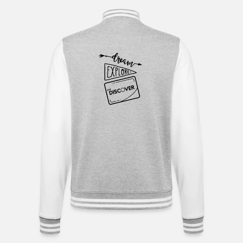 Träumen, entdecken und entdecken 2 - College-Sweatjacke - Grau meliert/Weiß