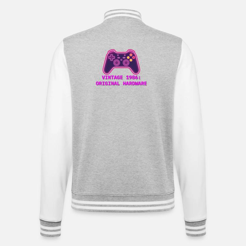 Neon Controller 1986 Retro - 40th Birthday - College Sweat Jacket - heather grey/white