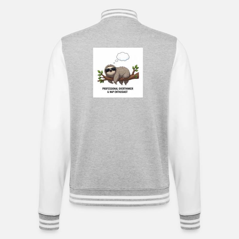 Sloth thinker on Tak - College Sweat Jacket - heather grey/white