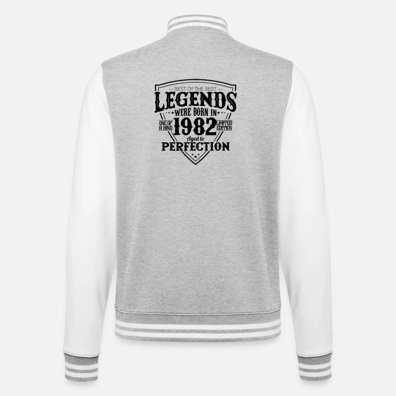 44-jähriges Jubiläumsgeschenk 1982 – Legends - College-Sweatjacke - Grau meliert/Weiß