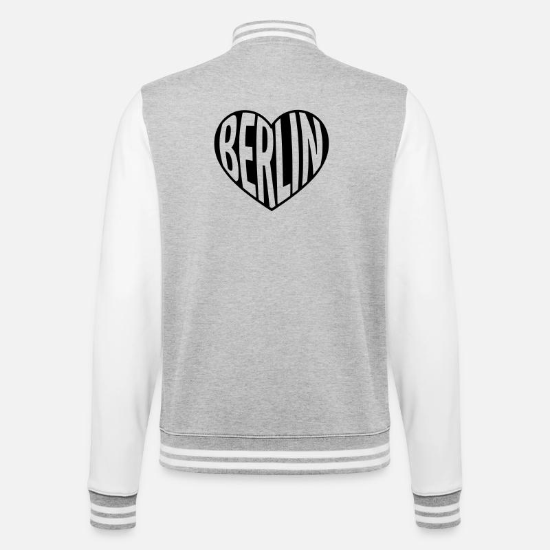 Berlin Herz Typo - College-Sweatjacke - Grau meliert/Weiß