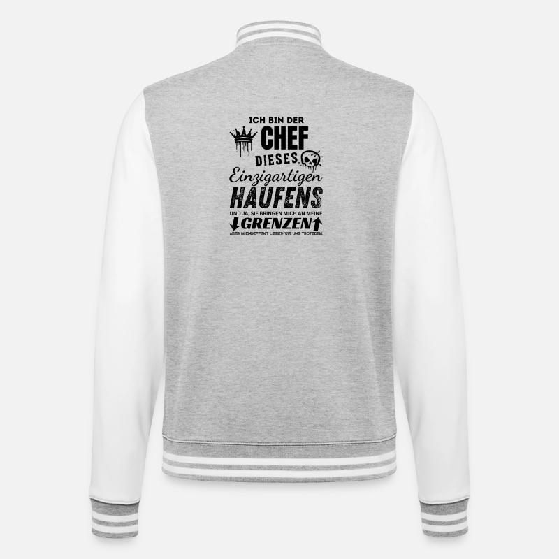 Chef des einzigartigen Haufens Chef Geschenk - College-Sweatjacke - Grau meliert/Weiß