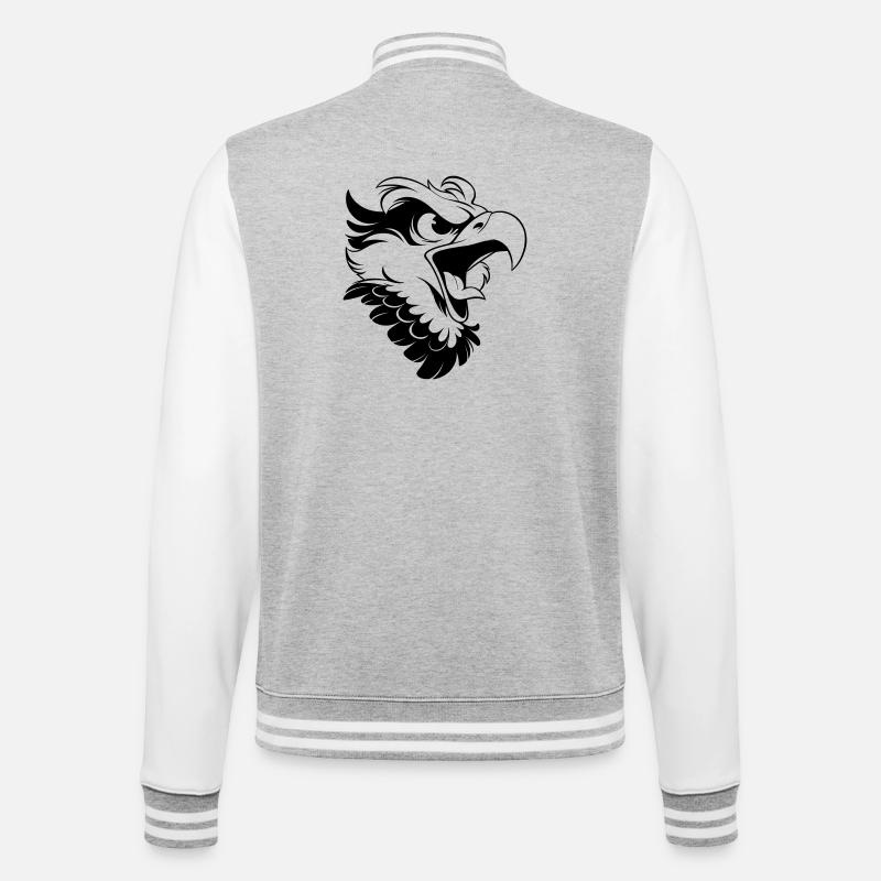 Angry Eagle Head – Tattoo Look - College Sweat Jacket - heather grey/white