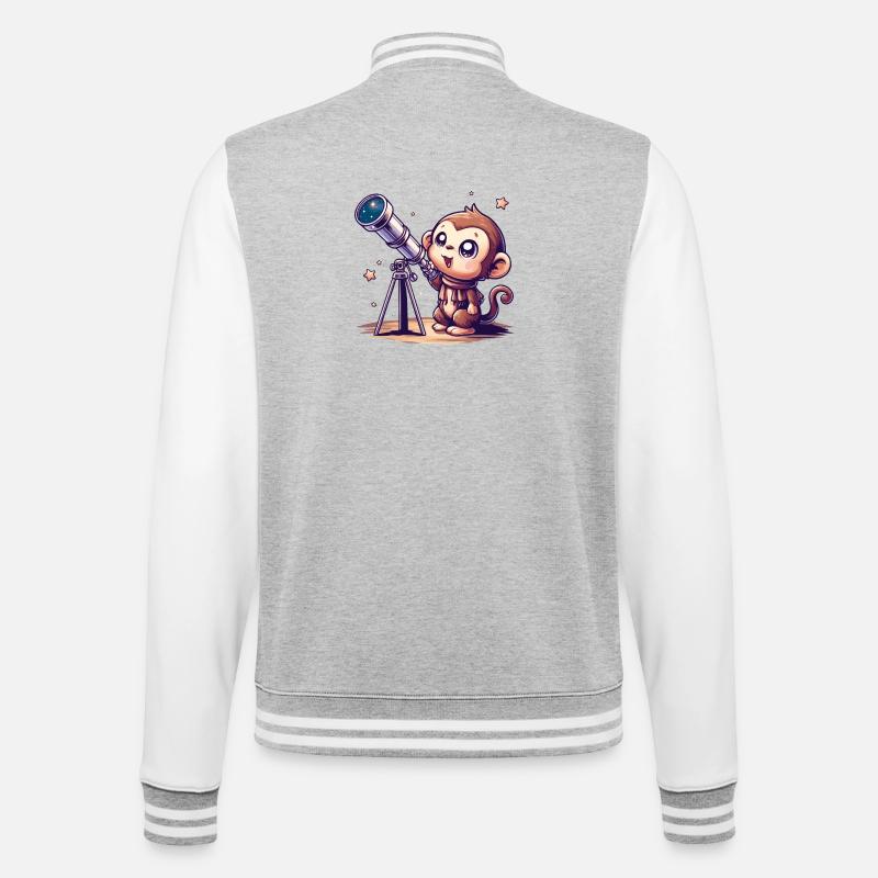 Singe du ciel étoilé avec télescope - Veste Teddy - gris chiné / blanc