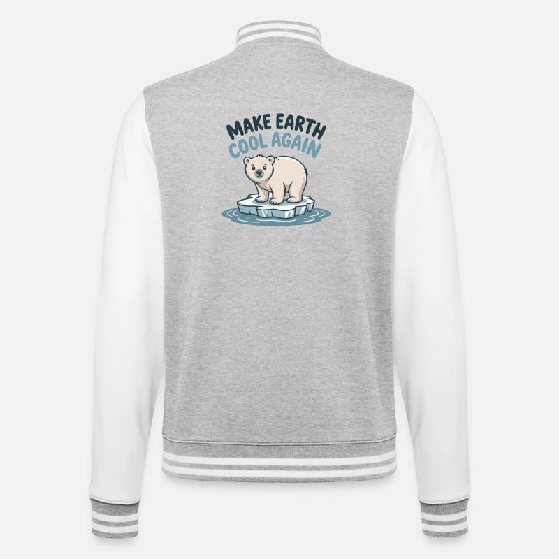 Polar Bear : Make Earth Cool Again - College Sweat Jacket - heather grey/white