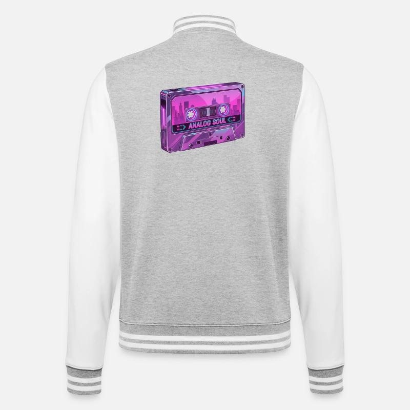 Retro Analog Soul Chrome Cassette Synthwave - Veste Teddy - gris chiné / blanc