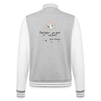Think - College Sweat Jacket - heather grey/white - Back - Marisol (170cm)