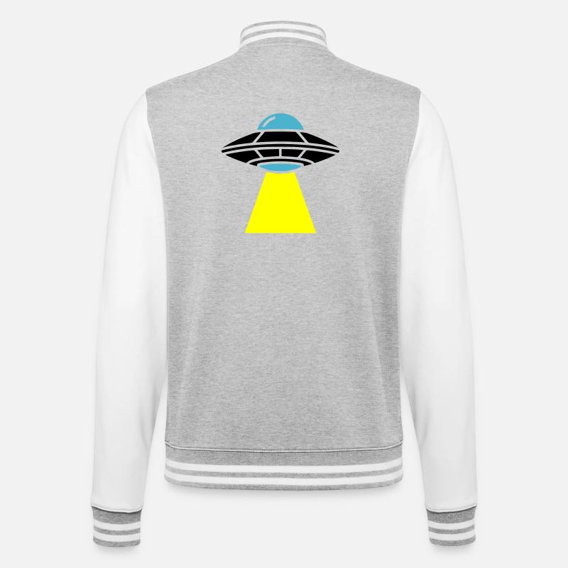 UFO Alien Raumschiff Licht - College-Sweatjacke - Grau meliert/Weiß