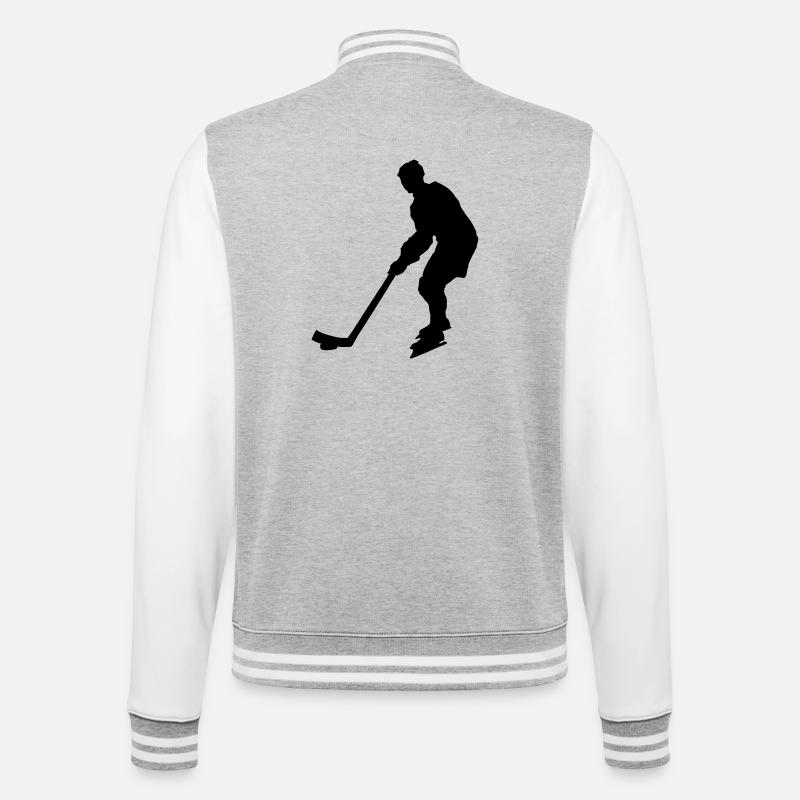 Joueur de hockey sur glace - Veste Teddy - gris chiné / blanc