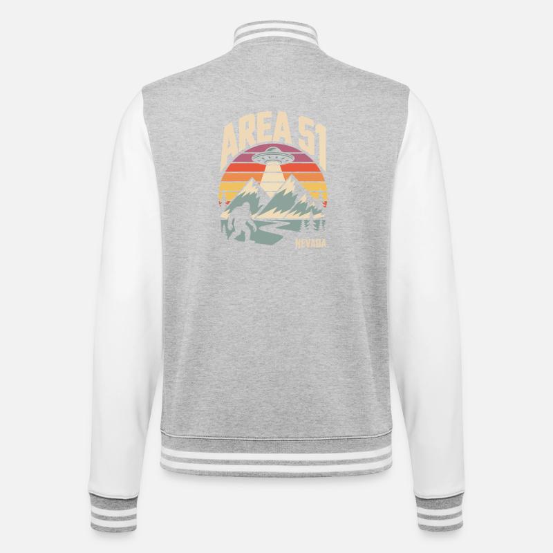 Area 51 Nevada UFO Retro Design - College-Sweatjacke - Grau meliert/Weiß
