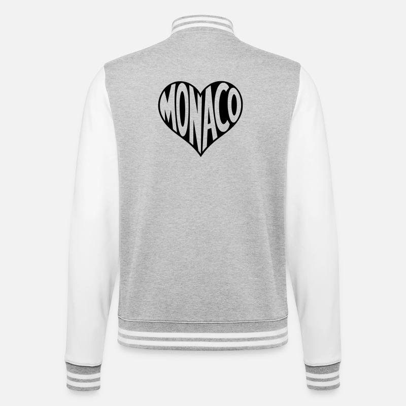 Monaco im Herzen - College-Sweatjacke - Grau meliert/Weiß