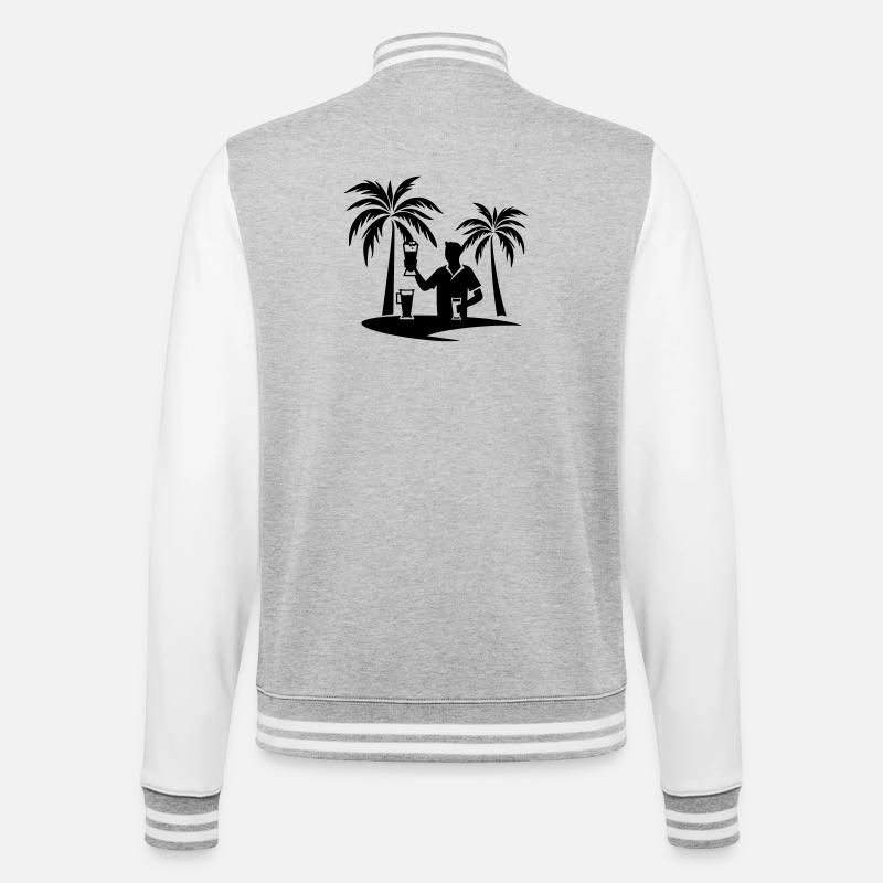 Holiday Palm Trees Beach Silhouette - College Sweat Jacket - heather grey/white