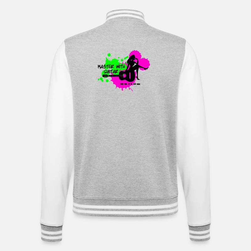 Master with guitar - Grün Pink - College-Sweatjacke - Grau meliert/Weiß