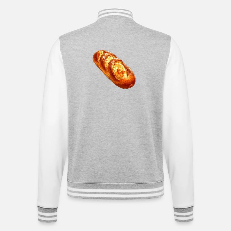 Brot oder Baguette - College-Sweatjacke - Grau meliert/Weiß