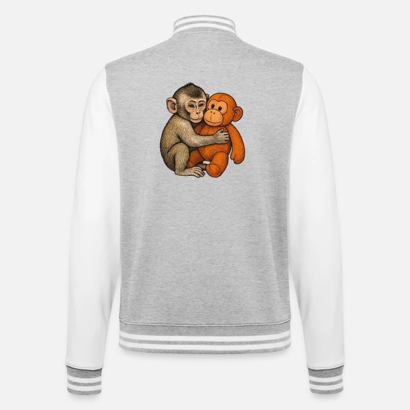 Cuddle buddy monkey and orang - College Sweat Jacket - heather grey/white