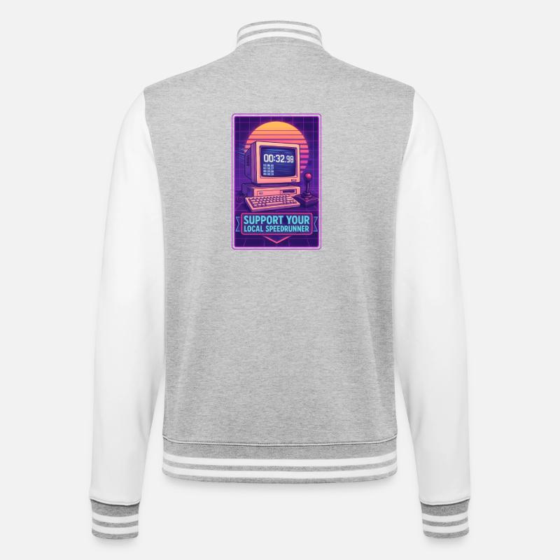 Support Speedrunners | Retro Gaming Timer - College Sweat Jacket - heather grey/white